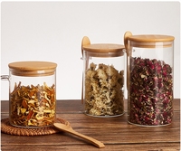 Ensemble de bocaux scellés en verre avec couvercle en bois et cuillère