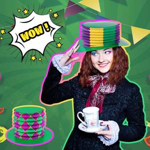 16개 세트 마디그라 축제용 아코디언 파티 모자, 퍼플 그린 옐로우 색상 마분지 접이식 종이 탑 햇 - Product Image 1