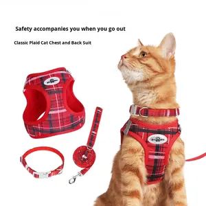 <span class=keywords><strong>Harness</strong></span> Dada Hewan Peliharaan Motif Kotak-Kotak Klasik Bahan Nilon Set Tiga Bagian Model Rompi Pereda Stres Tali & <span class=keywords><strong>Harness</strong></span> Kucing & Anjing - Product Image 1