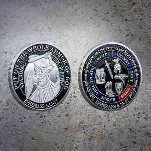 Templar God Armor thời trang Đồng Xu Kỷ Niệm Hiện Đại Hợp kim kẽm mạ bạc huy chương in màu nổi - Product Image 5