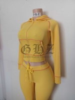 Ensemble Deux Pièces Solide Personnalisé pour Femme, Veste à Capuche Zippée Manches Longues, Pantalon Évasé Large au Genou en Maille Gaufre