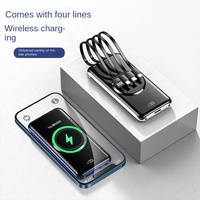 Kabel pengisi daya bawaan ultra-tipis, kabel pengisian daya nirkabel Mini kapasitas besar 10000 MA Antarmuka Input tipe-c grosir