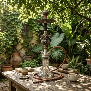 Set de Hookah de Acero Inoxidable con Acabado Espejo, Base de Vidrio, una Sola Manguera, Caja de Regalo para Bar, Salón o Viajes - Product Image 4