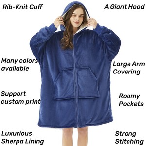 <span class=keywords><strong>Sweat</strong></span>-shirt <span class=keywords><strong>à</strong></span> conception personnalisée Couverture portable Impression numérique complète Couverture <span class=keywords><strong>Sherpa</strong></span> <span class=keywords><strong>à</strong></span> fermeture éclair avec manches et poches - Product Image 6