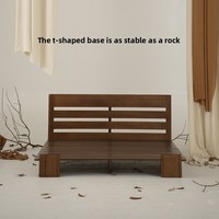 Lit double en bois massif Red OakQizuo, style moderne minimaliste, avec sommier à lattes rembourré et dossier souple, pour chambre principale