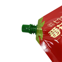 Sac d'emballage en plastique de ketchup de tomate pour l'emballage liquide poche jetable en gros personnalisée de bec pour le jus