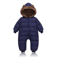 Combinaison d'hiver à capuche pour bébé, design ours, avec garniture en fourrure, pour garçons et filles, manteau chaud pour nourrissons