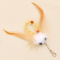 Tête de remplacement interactive pour jouet pour chat, avec plume, clochette, pompon et baguette de chatouillage avec clochette