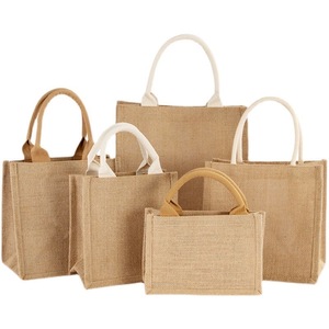 New Wholesale Custom Logo Jute Shopping Bags Linen Coffee Bag Jewelry Gift Burlap Tote Bags
