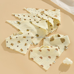 Großhandel Soft Triangle Button Anti Dirty Rülpsen Speichel Handtuch Musselin Bio-Baumwolle Wasserdichte Baby Lätzchen Reinigung Fütterung kleidung - Product Image 1