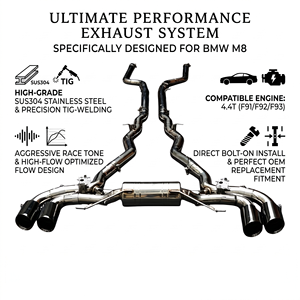Sistema de Escape Catback con Válvulas Vortex SS304 para BMW M8 F91 F92 F93 4.4T S63 Motor V8 2020-2025, Ajuste Directo - Product Image 1
