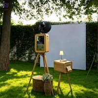 Photobooth en bois avec écran de 18,5 pouces pour appareil photo reflex numérique, idéal pour les fêtes et mariages, style vintage - Prix compétitif