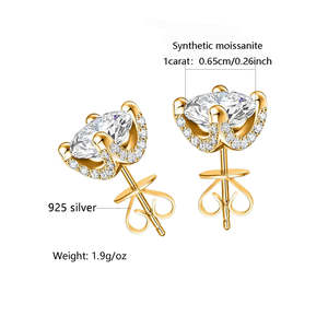 Pendientes de Botón Minimalistas Personalizables, Chapados en Oro, Color Dorado, Plata de Ley 925, para Regalos de San Valentín - Product Image 5