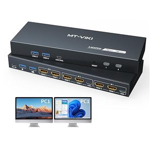 Commutateur KVM <span class=keywords><strong>HDMI</strong></span> MT-Viki 8K 60Hz pour 2 moniteurs et 2 ordinateurs, commutateur KVM double <span class=keywords><strong>HDMI</strong></span> 4K <span class=keywords><strong>144Hz</strong></span> avec 4 ports USB 3.0 - Product Image 1