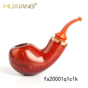 MUXIANG Briar Wood Smoking Pipe Bent Type Large Apple Hollow Chamber Vulcanized Rubber Mouthpiece - Product Image 4