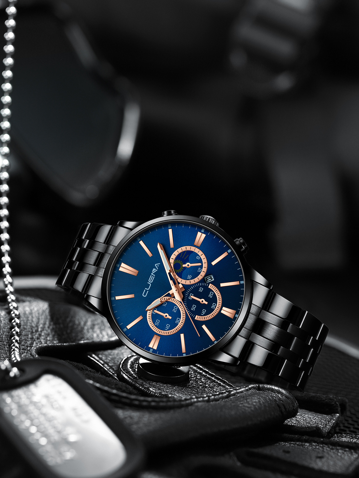 POEDAGAR 675 Orologio da Polso da Uomo Impermeabile Luminoso con Calendario, Lussuoso Classico con Data e Giorno, Cinturino in Acciaio Inossidabile