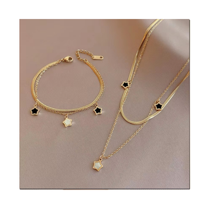 Moda semplice personalità oro conchiglia a cinque punte <span class=keywords><strong>stella</strong></span> signore collana in acciaio inox e bracciale gioielli da donna - Product Image 1