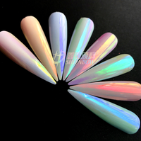 Poudre à ongles arc-en-ciel, Pigments chromés en vrac, Aurora, effet miroir, sirène, 1 boîte
