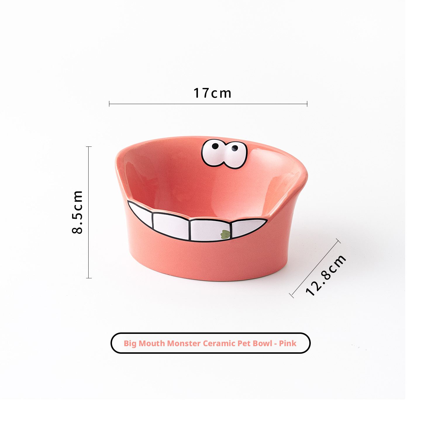 Bol pour animaux de compagnie en céramique monstre à grande bouche-rose