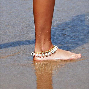 สร้อยข้อเท้าประดับเปลือกหอยสไตล์โบฮีเมียน สแตนเลสสตีล สำหรับผู้หญิง เครื่องประดับเท้าสำหรับใส่ไปชายหาด สีเงิน สีทอง รุ่น J0058 - Product Image 2