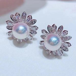 S925 <b>Silver</b> DIY <b>Pearl</b> Accessories 8-11mm Beads <b>Earrings</b> with Butterfly Design 20424 Empty Tray Jewelry - Product Image 2