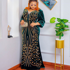 Robes <span class=keywords><strong>de</strong></span> Soirée en Velours Style <span class=keywords><strong>Africain</strong></span> pour Femmes, Robe Longue <span class=keywords><strong>de</strong></span> Luxe à Diamants, Tenues <span class=keywords><strong>de</strong></span> Cérémonie pour Mariages et Fêtes en Turquie - Product Image 3