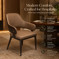 Fauteuil d'hôtellerie moderne en cuir rembourré avec structure en bois massif pour hôtel, restaurant, usage commercial
