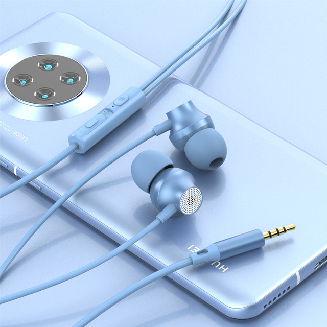 TPE In-Ear Wired Headphones 3.5mm Round Jack Type-C Flat Jack Mobile Phone Inline Control Heavy Bass Earbuds 1.2m Cord Wholesale