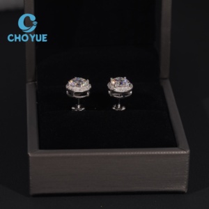 Pendientes Halo Redondos de Moissanita en Plata 925 de 10mm, Pendientes de Moissanita con Cierre de Rosca, Pasan la Prueba del Diamante - Product Image 6