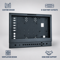 Boîtier de châssis PC industriel noir personnalisé avec ports D-Sub découpés pour moniteur d'affichage et terminal de contrôle OEM