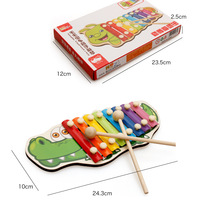 Jouets éducatifs intelligents, blocs de construction en bois, tambour à main musical, piano à huit tons pour animaux, jouets pour enfants de 4 à 6 ans