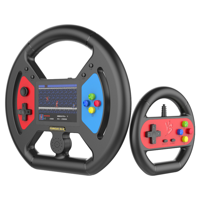 SU-8 Handheld Video Gaming Console for Steering Wheel Design Support TV Large Screen Output Two Game Player Built in 999 Games