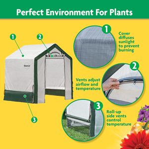 เรือนเพาะชำขนาดเล็กกลางแจ้ง 6' x 6' x 6' พร้อมผ้าคลุมกันรังสียูวี แผงซิป ผ้าคลุมใส เหมาะสำหรับการปลูกพืชทุกฤดู - Product Image 3