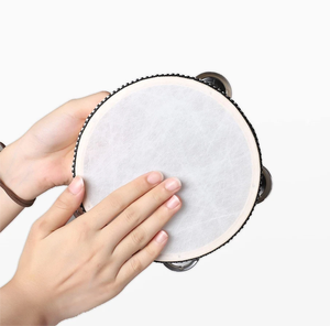 Tambourin miniature personnalisé de 4 pouces en bois et métal, instrument de musique éducatif, idéal pour les fêtes, les églises, les mariages - Product Image 1