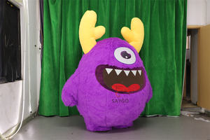 Mostro gonfiabile occhio peloso con corna in vendita, unico occhio grande viola, mostriciattolo per la centrale elettrica Monster Inc. Mascotte 2m 2.6m - Product Image 2