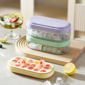 Bandeja para cubitos de hielo rectangular de silicona de calidad alimentaria con tapa para fiestas, almacenamiento de hielo doméstico y caja para hacer hielo - Product Image 1