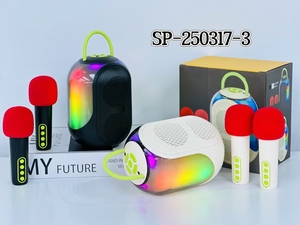 Xứng đáng với mini xách tay <span class=keywords><strong>bluetooth</strong></span> karaoke loa với micro không dây và đèn đầy màu sắc cho trẻ em người lớn kim loại hoạt động RGB 12 Wát - Product Image 6