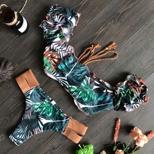 Hot Selling Women's Two-Piece Ruffle Strap Eco-Friendly Breathable 82% Polyester Custom Print Swimsuit Beachwear - Product Image 5