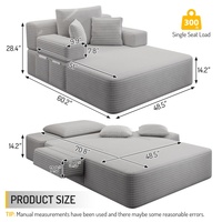 Fauteuil lounge M, canapé-lit surdimensionné rembourré pour intérieur, sectionnel moderne en velours côtelé moelleux pour appartement et salon