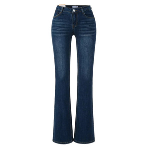 Pantalon évasé en <span class=keywords><strong>jean</strong></span> bleu foncé sexy pour femme, style rétro Y2K, coupe ajustée, taille basse, longueur au sol, 3695 - Product Image 6