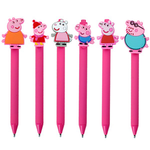 Lovely stationery multi-color pen smiley face plastic ball pen for student heat transfer logo custom cartoon ball pen
