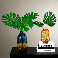 Feuille de Monstera en Soie Artificielle pour Décoration Intérieure, Plantes Vertes pour Arrangements de Table, Accents Muraux Verts, Feuillage pour Composition Florale