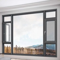 Fenêtre à battants en aluminium avec cadre, profil moderne, résistant aux impacts, aux ouragans et insonorisé, fabriquée par SJUMBO