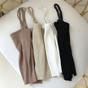 Vente en gros Nouveau <span class=keywords><strong>gilet</strong></span> d'été Pull tricoté de couleur unie pour femmes Camisole en tricot Double bretelles court en gros RS133 - Product Image 3