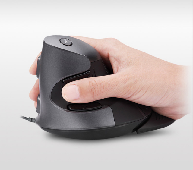 Delux M618BU Ergonomic Office Vertical Mouse 6 Buttons 600/1000/1600 DPI Right Hand Mice with Wrist Mat for PC Laptop Computer