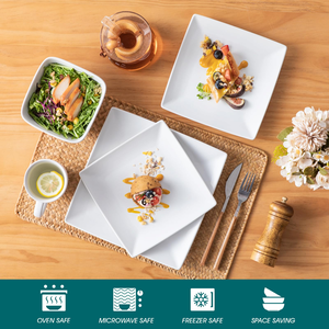 Juego de Vajilla de Cerámica Clásica para Restaurante, Apto para Microondas, 16 Piezas, Color Blanco, Listo para Enviar - Product Image 3