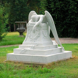 natural statue monument headstone polished weeping angel marble