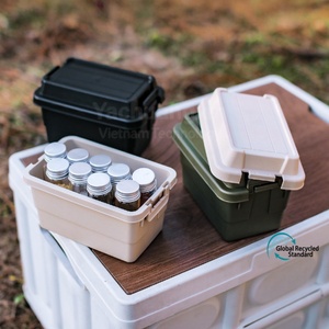 Outdoor Plastic <b>Storage</b> <b>Box</b> for Camping and Barbecue Tools, Olive Green, Durable Container with Lid and Handle, All Seasons Use - Product Image 2