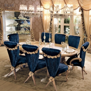 Juego de mesa de <span class=keywords><strong>comedor</strong></span> de madera ovalada barroca exquisita de nuevo diseño-<span class=keywords><strong>Comedor</strong></span> elegante y conjunto de mesa de cóctel - Product Image 3
