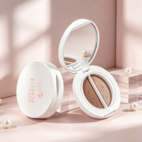 Palette de fards à paupières vide rechargeable à 2 compartiments ronds avec miroir, emballage personnalisé en plastique pour poudre de maquillage, blush et illuminateur